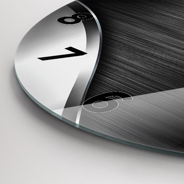 hodiny na skle Černé a stříbrné linie