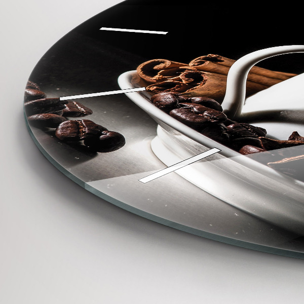 hodiny na skle Šálek kávy