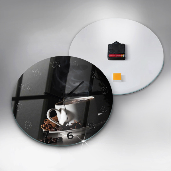 hodiny na skle Šálek kávy