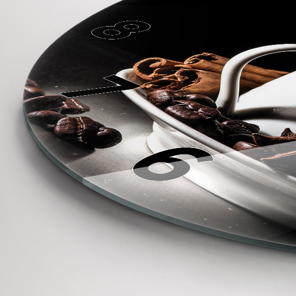 hodiny na skle Šálek kávy