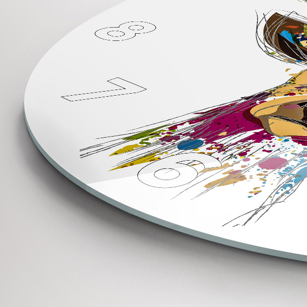 Kulaté skleněné hodiny s fotkou Hlava jelena