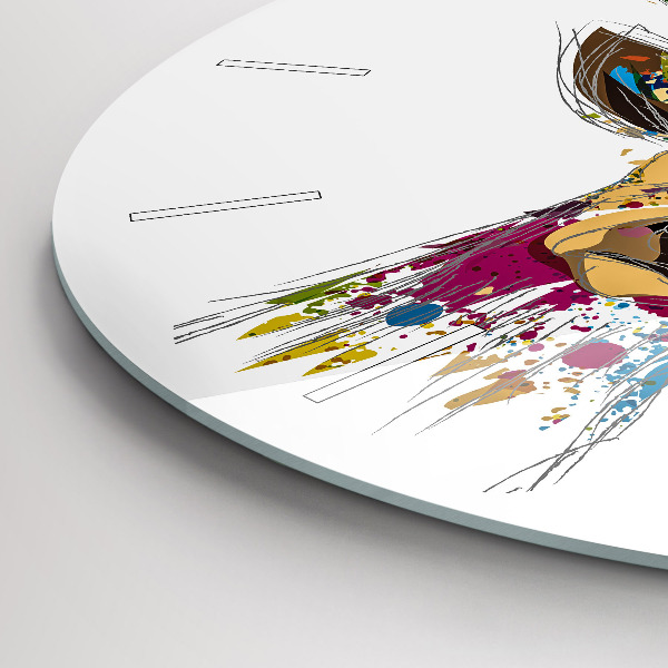 Kulaté skleněné hodiny s fotkou Hlava jelena