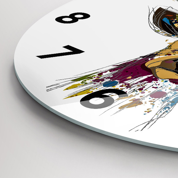 Kulaté skleněné hodiny s fotkou Hlava jelena