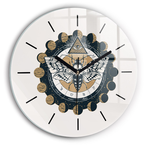 hodiny na skle Fáze měsíce a oka