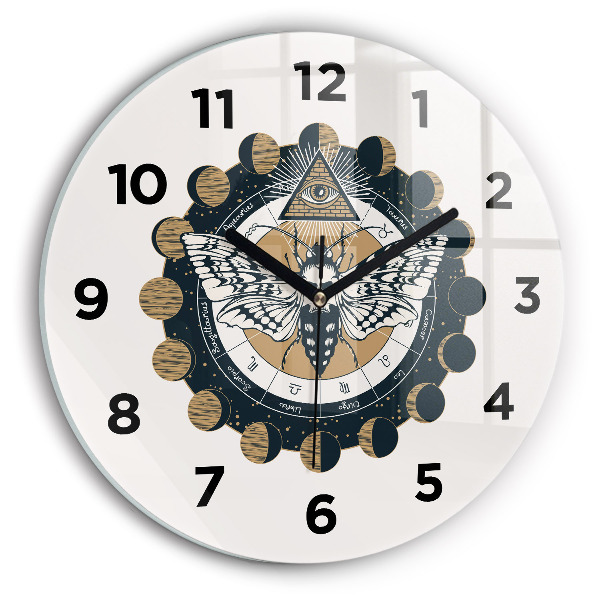 hodiny na skle Fáze měsíce a oka