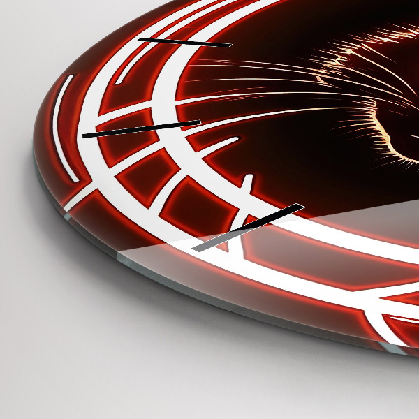 hodiny na skle Kočka s červenýma očima