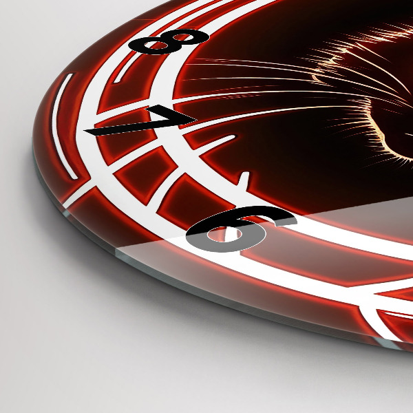 hodiny na skle Kočka s červenýma očima