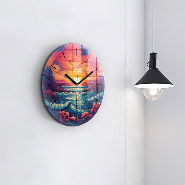 hodiny na skle Pohádkový oceán a nebe