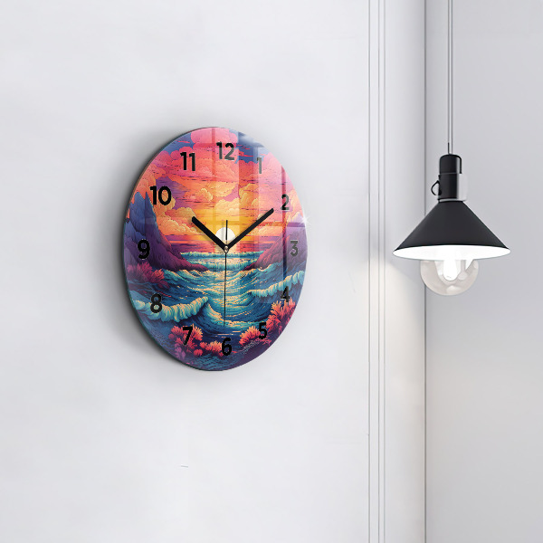 hodiny na skle Pohádkový oceán a nebe