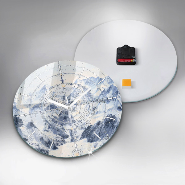 hodiny na skle Modré kresby