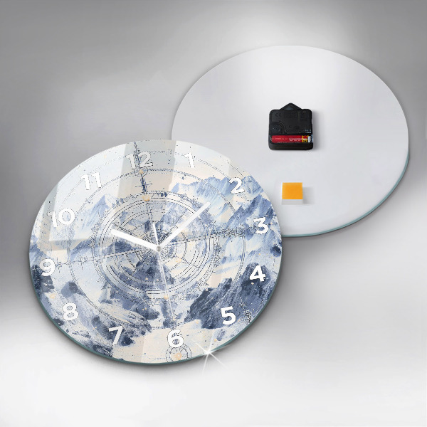 hodiny na skle Modré kresby
