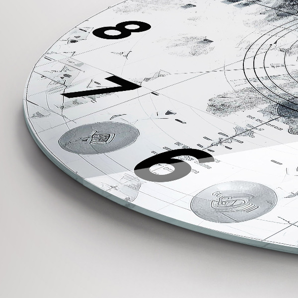 hodiny na skle Kresba hor