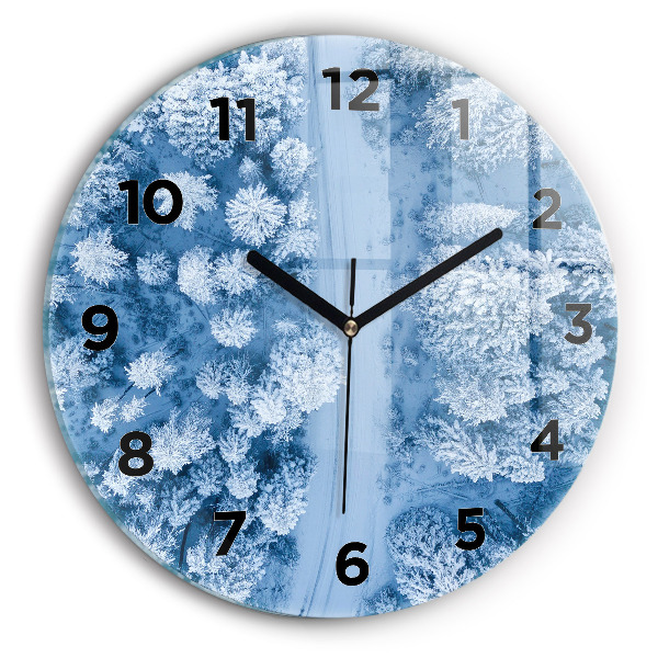 hodiny na skle Les z dronu