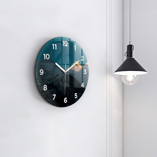 hodiny na skle Západ slunce v horách