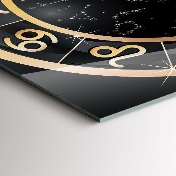 Skleněné nástěnné hodiny Černá znamení zvěrokruhu