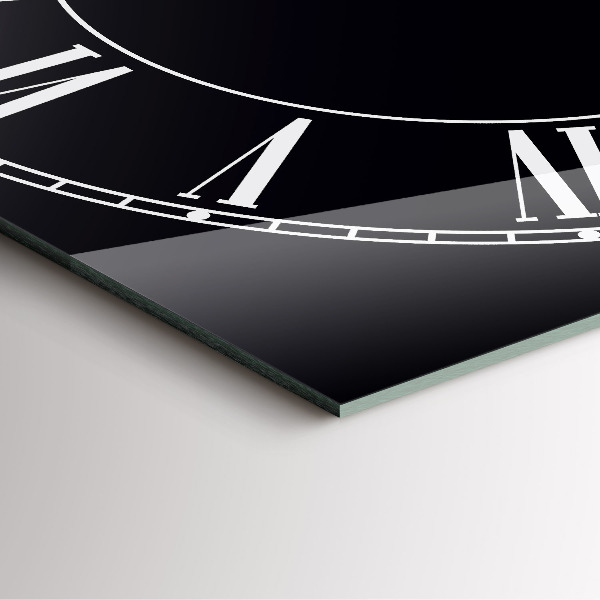 Skleněné nástěnné hodiny Černé římské číslice