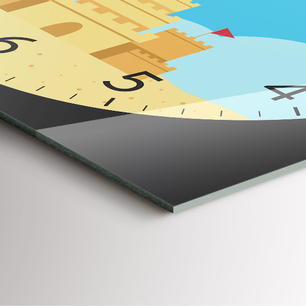 Skleněné nástěnné hodiny Hrad z písku