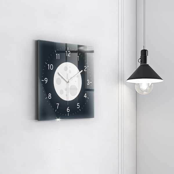 Skleněné nástěnné hodiny Měsíc v úplňku