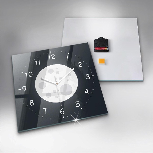 Skleněné nástěnné hodiny Měsíc v úplňku