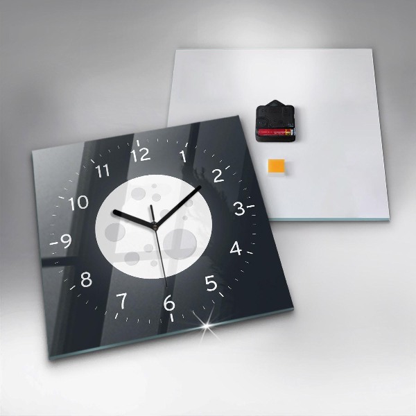 Skleněné nástěnné hodiny Měsíc v úplňku