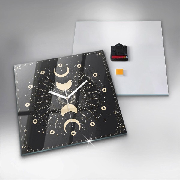 Skleněné nástěnné hodiny Měsíce a slunce