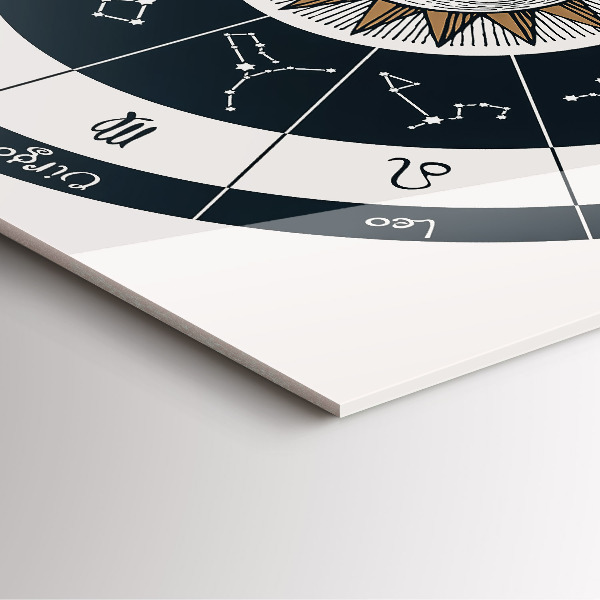 Skleněné nástěnné hodiny Souhvězdí zvěrokruhu na modrém pozadí