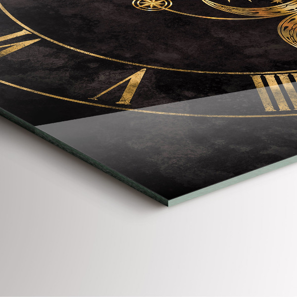 Skleněné nástěnné hodiny Zlaté římské číslice