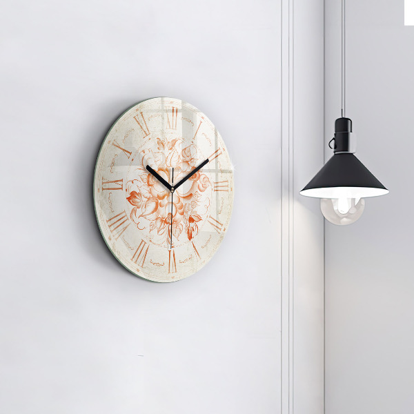 Kulaté skleněné hodiny Římský motiv