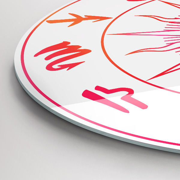 Kulaté skleněné hodiny Barevná znamení zvěrokruhu