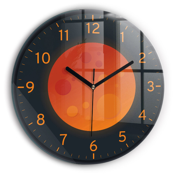 Kulaté skleněné hodiny Měsíc v úplňku