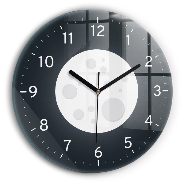 Kulaté skleněné hodiny Měsíc v úplňku