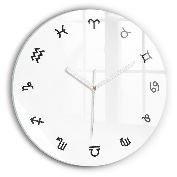 Kulaté skleněné hodiny Minimalistické zvěrokruhy